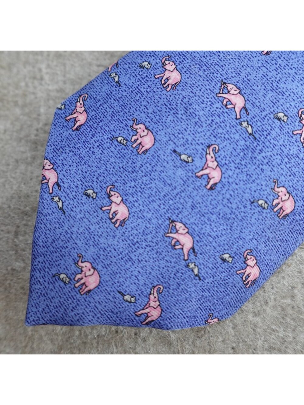 Thomas Pink Tie Blue All Over Elephant Mouse Silk Made in England